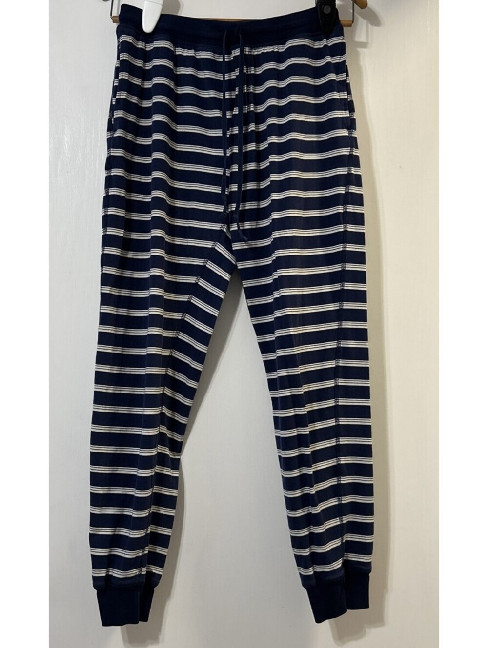 Lands' End Pajama Pants Mens Small Blue Stripe Cotton Stretch Lounge Sleep